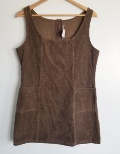 Vintage brown corduroy sleeveless dress romper